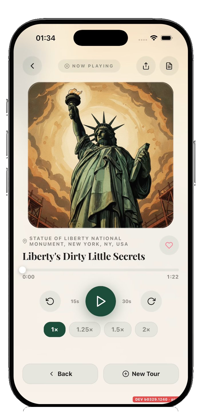 MyGuide app showing a tour of the Statue of Liberty